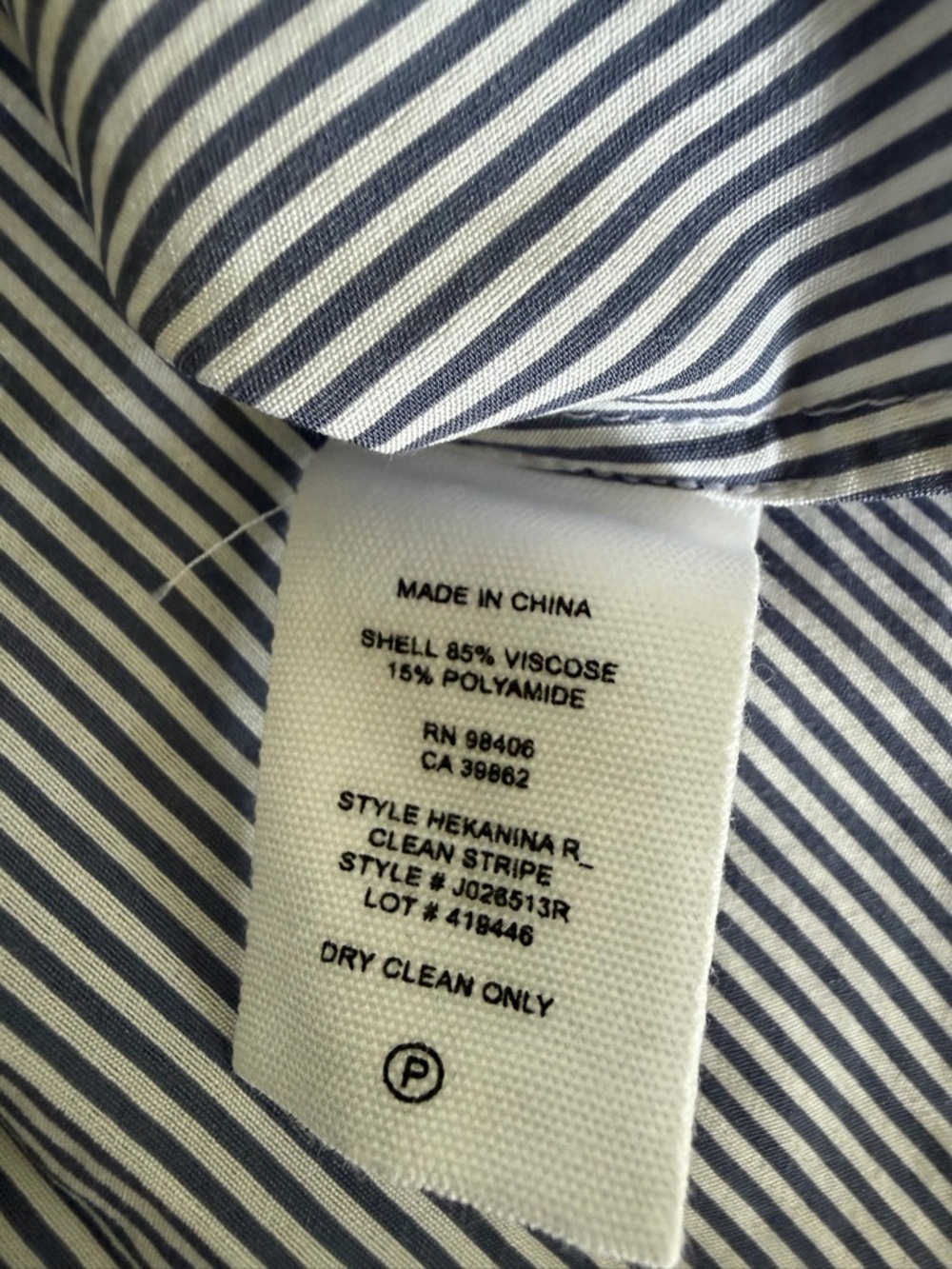 Theory Hekamina Clean Stripe Sleeveless Button Front Blouse Blue White Top P/XS - Picture 6 of 10